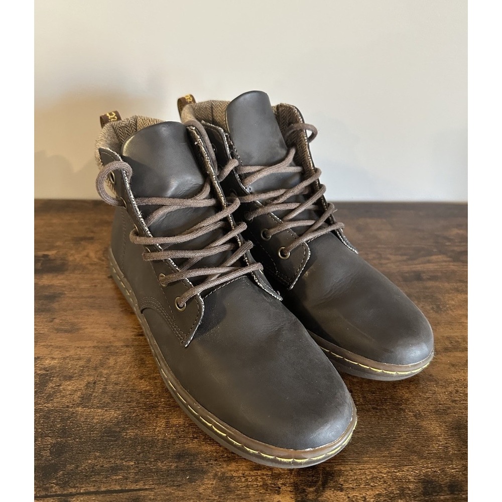 Dr. Martens Women's 10 Maelly Chukka Booties Brown Leather Lace Up Padded Collar